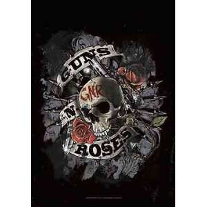  Guns and Roses   Skull Textile Fabric Poster