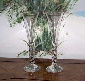 Set of 2 Millennium 2000 Wine Champagne Flute Crystal Glasses 