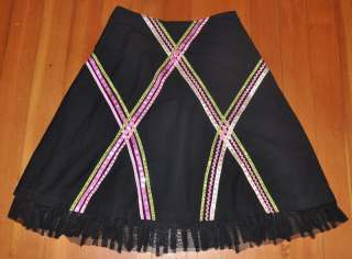 Vanity Petites Size PM Black A line skirt Embellished, beaded, ribbon 