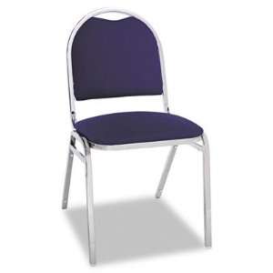  o Alera o   Round Back Stacking Chairs with Blue Fabric 