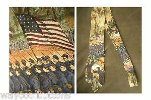 SHILOH CIVIL WAR 1862 AMERICAN FLAG SILK FABRIC NECKTIE UNION SOLDIERS 