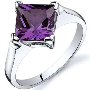 Striking 2.25 carats Alexandrite Engagement Ring in Sterling Silver 