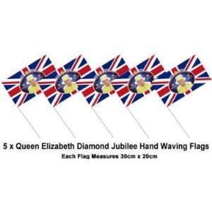  Queen Elizabeth Jubilee Hand Waving Flags x 5