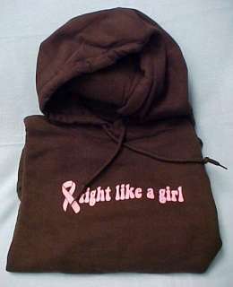 Fight Like A Girl Cancer Brown Hoodie Sweatshirt M New  