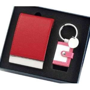 Red Metal Card Case & Pink / Off White Mini Pocketbook Photo Frame 