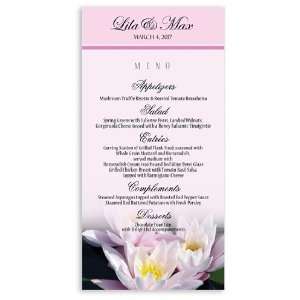  300 Wedding Menu Cards   Water Lilies Pink & White Office 
