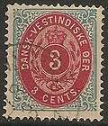 Danish West Indies #5e used 1874 1c inverted frame cv $30  