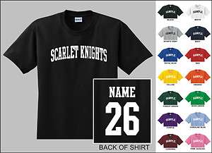 Scarlet Knights College Letters Custom Name & Number Personalized T 