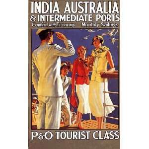  INDIA AUSTRALIA TOURIST CLASS SHIP VINTAGE POSTER CANVAS 