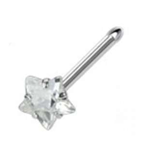  20g Surgical Steel Nose Ring Stud with Clear Gem Star 20 Gauge 