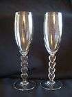 PAIR OF GLASS 11 WEDDING CHAMPAGNE FLUTES  