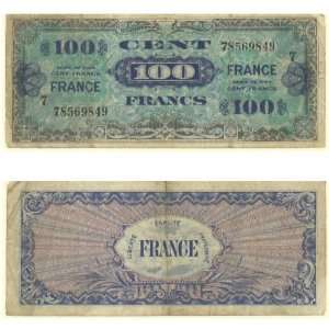 France Allied Military Currency 1944 100 Francs Second Issue, Pick 