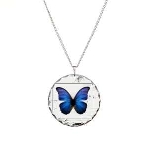   Necklace Circle Charm Blue Butterfly Still Life Artsmith Inc Jewelry