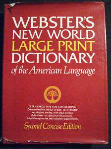 WEBSTERS NEW WORLD LARGE PRINT DICTIONARY HARDCOVER HC 1977  