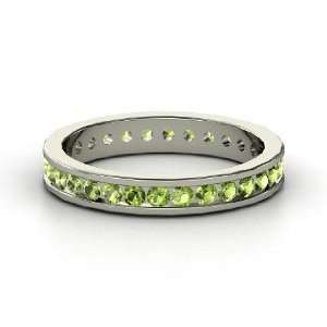  Alondra Eternity Band, 14K White Gold Ring with Green 