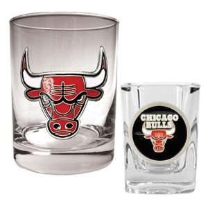  Chicago Bulls Rock Glass & Shot Glass Set Sports 
