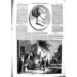  1851 CAROLINE DUPREZ SAINT ANTHONYS DAY ROME OLD PRINT 