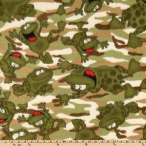  60 Wide Wonderama Fleece Frogs on Camo Green Fabric By 