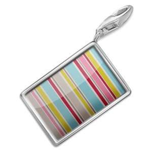  Stripes pink, blue, yellow design / pattern   Charm with Lobster 