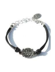 Kabbalah Black Leather Bracelet Jewish Jewelry for Luck