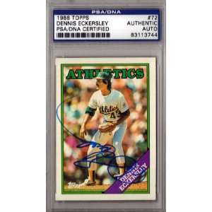  Dennis Eckersley Autographed 1988 Topps Card PSA/DNA 