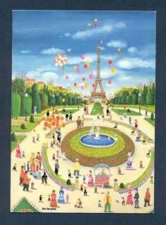 OZ postcard, Eiffel Tower, Ice Cream cart, Balloons  