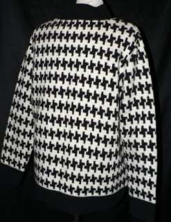Houndstooth Black & White Wool Pullover Sweater L  