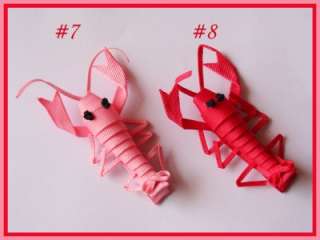 18 Girl Hair Bow Clip Crayfish Fish Watermelon Heart  
