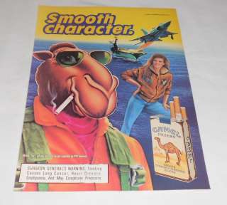 1989 Camel ad page ~ JOE CAMEL JET PILOT Top Gun parody  