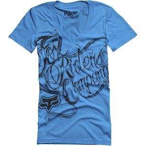   Fox Racing Womens Rhythm V Neck T Shirt   Small/Maui Blue Automotive