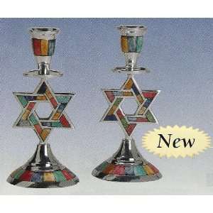  Decorative Candle Holder Aluminum with Decorative Inlay 