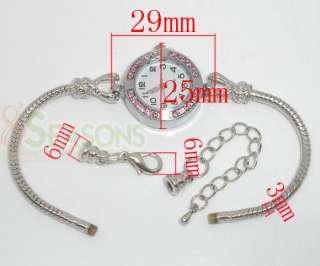 Rhinestone Watch W/Extender Chains Fit European Beads  