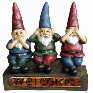  Solar LED Welcome Gnome Sign Hear/ See/ Speak 12 Patio 