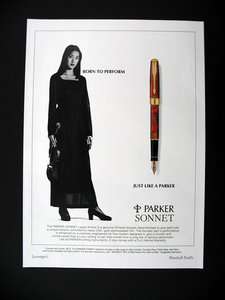 Parker Sonnet Laque Ambre Fountain Pen violinist 1995 print Ad 