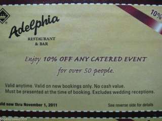 Adelphia Restaurant & Bar Deptford NJ Event Coupons  