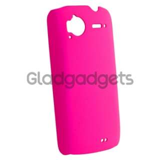 new generic snap on rubber coated case for htc sensation hot pink rear 