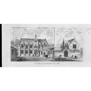  New Building Yorkshire College Leeds Antique Print 1880 