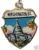 WASHINGTON DC US CAPITOL 9 Silver Travel Shield Charm  