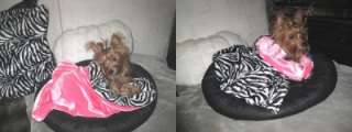 ZEBRA & PINK FAUX FUR CUDDLE SNUGGLE SACK BLANKET CAT DOG PET BED 