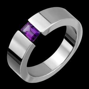   10.25 Titanium Ring with Tension Set Amethyst Alain Raphael Jewelry