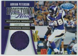 2011 Panini Certified ADRIAN PETERSON Hometown Heroes PRIME PATCH 