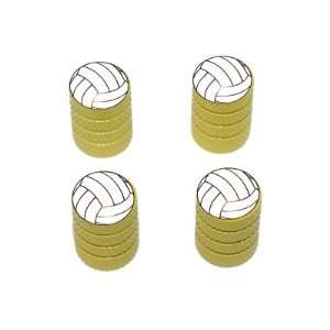  Volleyball   Sport Tire Rim Valve Stem Caps   Yellow 