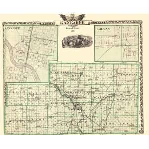  KANKAKEE COUNTY ILLINOIS (IL) LANDOWNER MAP 1876