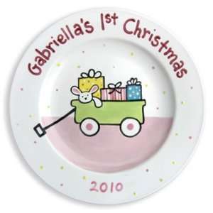  first christmas personalized plate (girl)