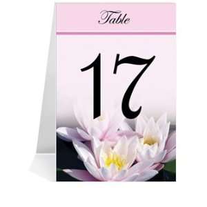  Wedding Table Number Cards   Water Lilies Pink & White #1 