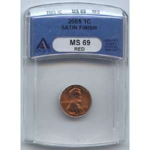   Satin Finish Lincoln Cent Graded MS69 Red by ANACS 