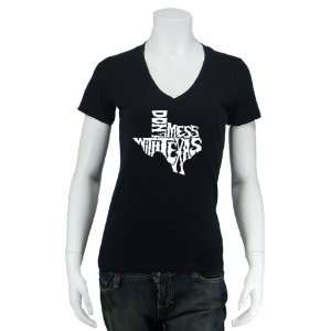  Womens Black Texas V Neck Shirt XL   Made using the words 