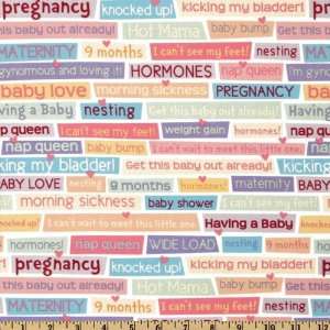 44 Wide Having A Baby Words Multi Fabric By The Yard 