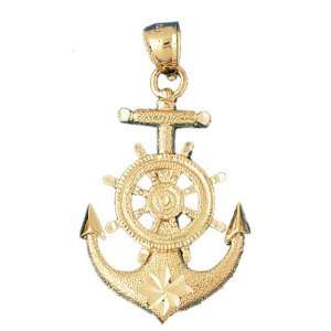   Gold Pendant Anchor with Ships Wheel 5.5   Gram(s) CleverEve Jewelry
