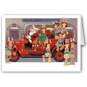  Firetruck & Crew Christmas Card
